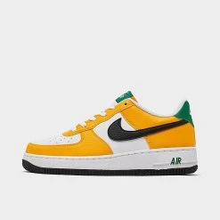 Big Kids' Nike Air Force 1 Low Casual Shoes University Gold/Black/Malachite - FN8008 700