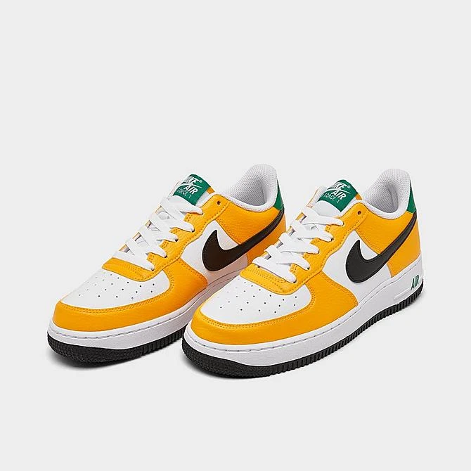 Big Kids' Nike Air Force 1 Low Casual Shoes University Gold/Black/Malachite - FN8008 700 - Image 2